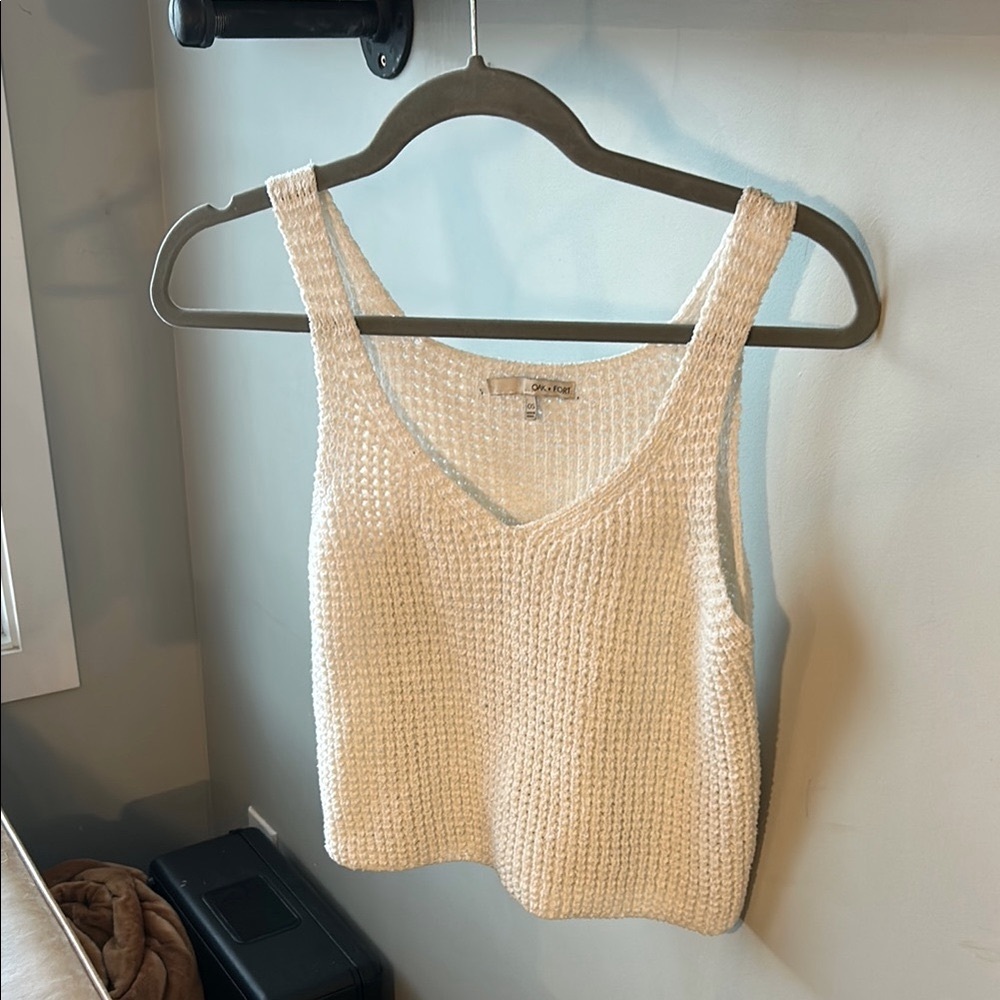 Oak + Fort White Knit Cropped Tank Top